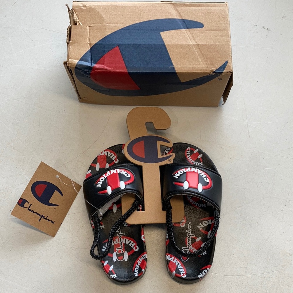 NWT Champion Black Scarlet Smile Sandals Size 9 Toddler
